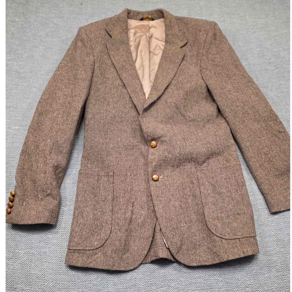 Vintage Haggar Body Work Brown Tweed Blazer Elbow Patches Sport Coat 40L USA